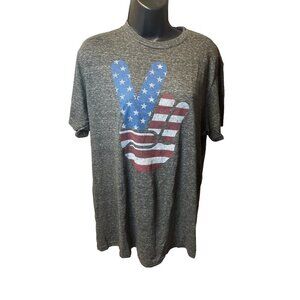 Spirit of America Red White Blue Flag Peace Sogn T Shirt Sz M